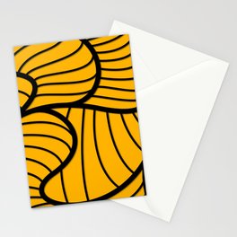 Black & Yellow Color Leaves Line Design Stationery Card