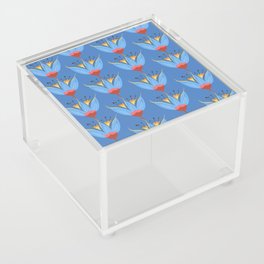 Abstract Colorful Floral Art Pattern on Blue Acrylic Box