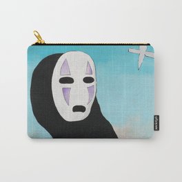 No Face & Paper Birds Carry-All Pouch | Comic, Black And White, Pop Art, Oragami, Skies, Spiritedaway, Paperbirds, Ink, Ghibli, Gold 