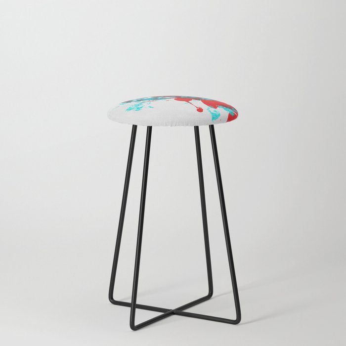 Teal and Red Abstract Counter Stool