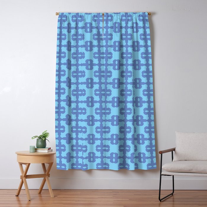 Dark Blue And Turquoise Pattern With Eyes Blackout Curtain By