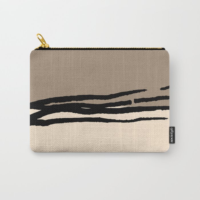 Abstract Line Art Black Beige Brown Carry-All Pouch