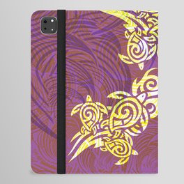 Golden Turtles  And Abstract Waves iPad Folio Case