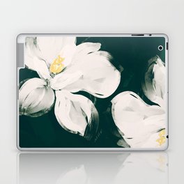 White Flowers On Green Laptop Skin