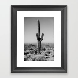 Black and white desert cactus photography poster Framed Art Print
