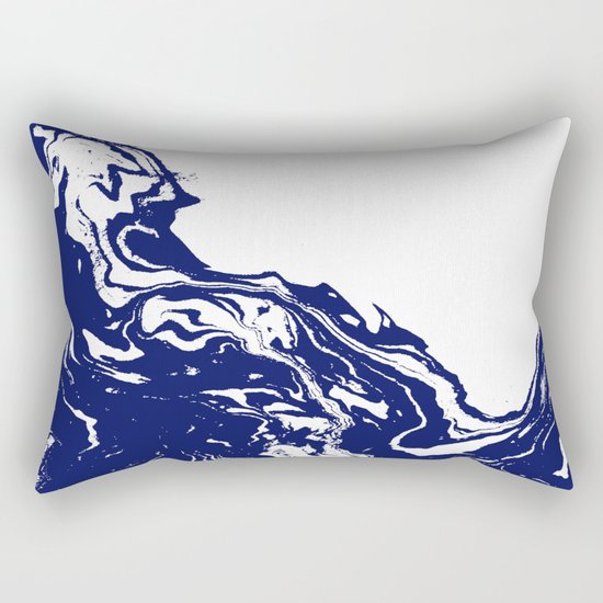 Indigo Wave water ocean abstract painting blue and white nautical trendy gender neutral dorm Rectangular Pillow