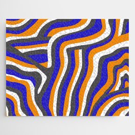 Orange, Blue & Grey Zebra Stripes Jigsaw Puzzle