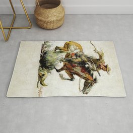 “Winchester Horse and Rider” by Philip R Goodwin Area & Throw Rug