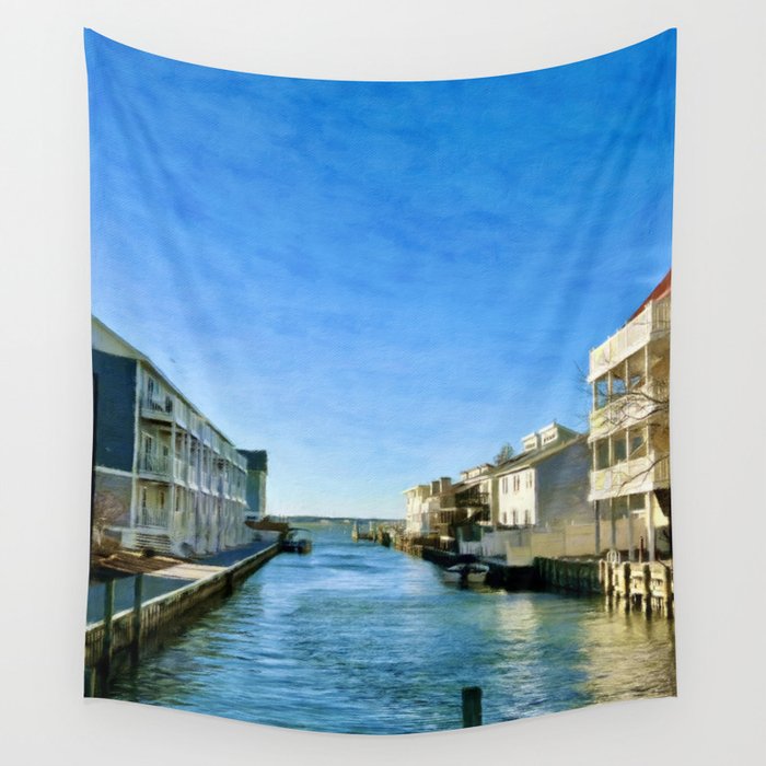 Boat Dock in New England Wall Tapestry