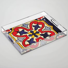 Abstract clover colorful geometric talavera tile Acrylic Tray
