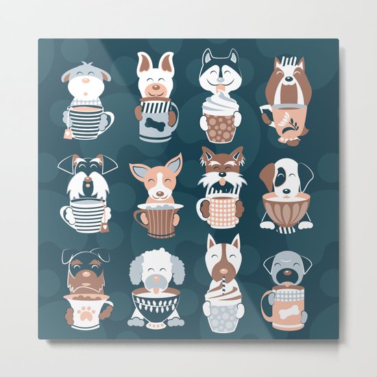 Doggie Coffee and Tea Time Metal Print