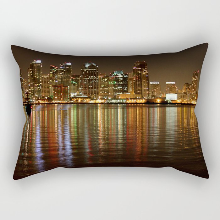 San Diego Skyline Night Rectangular Pillow