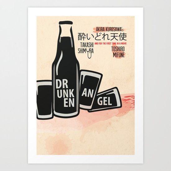 Drunken Angel - Akira Kurosawa - Minimal Movie Poster with Toshiro Mifune Art Print