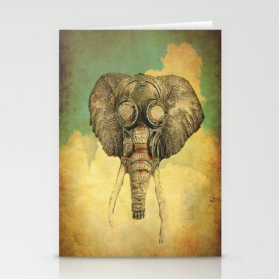 Gas mask for elephant Stationery Cards