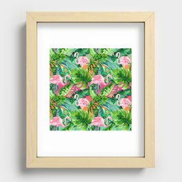 Flamingo Pattern Recessed Framed Print