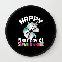 Happy First Day Of Seventh Grade Unicorn Wall Clock