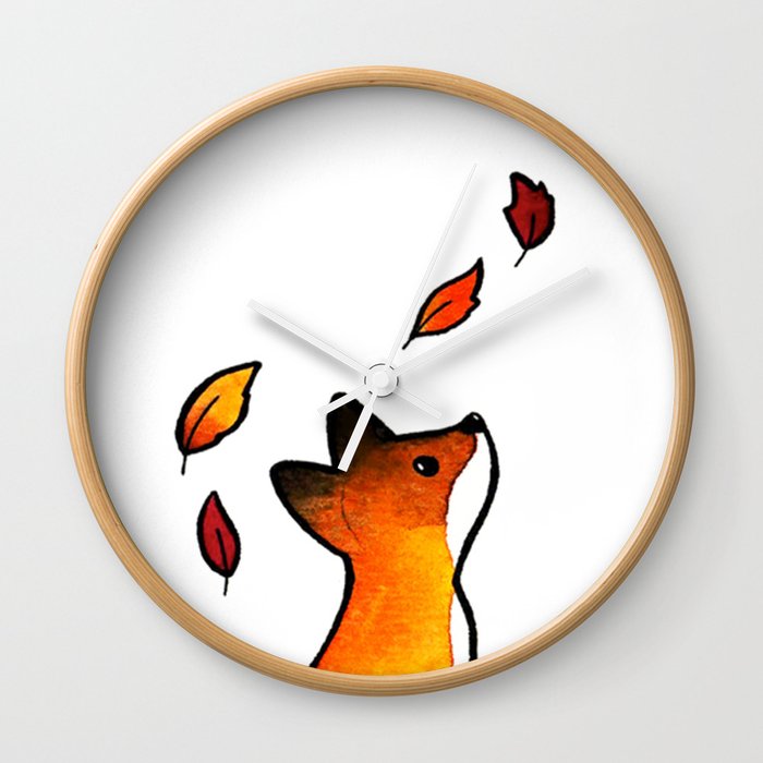 The Fox in The Leaves Wall Clock