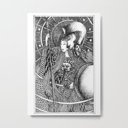 Athena Metal Print | Shield, Romangoddess, Greekmythology, Ink Pen, Goddessofwisdom, Spear, Owl, Goddessofcrafts, Drawing, Goddessofwar 