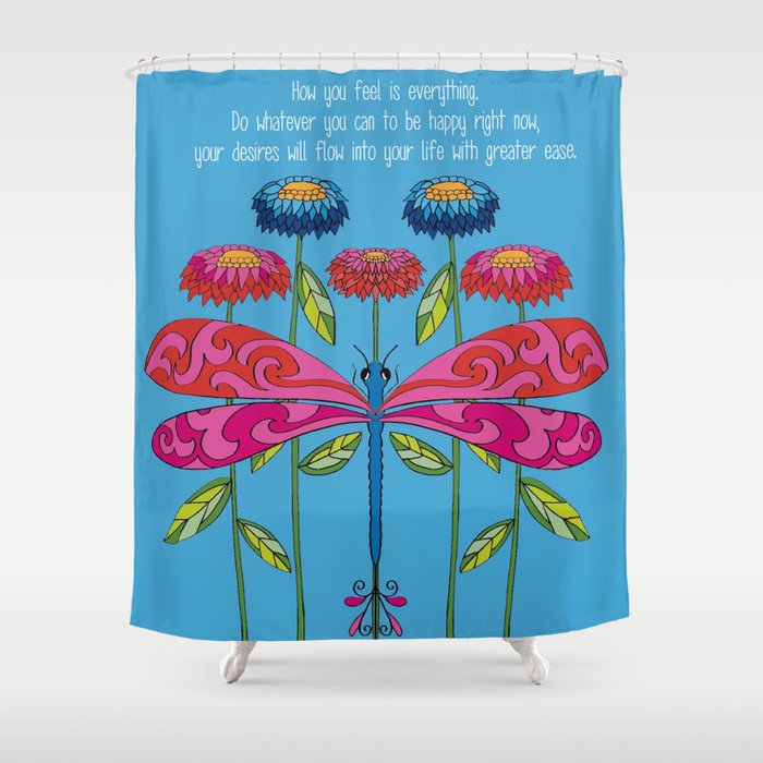 Law of Attraction Dragonfly Shower Curtain