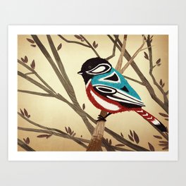Chickadee in Tlingit Colors Art Print