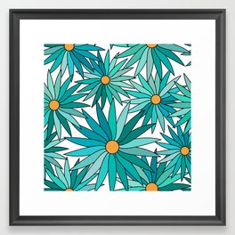 Des Grandes Fleurs Turquoise Framed Art Print