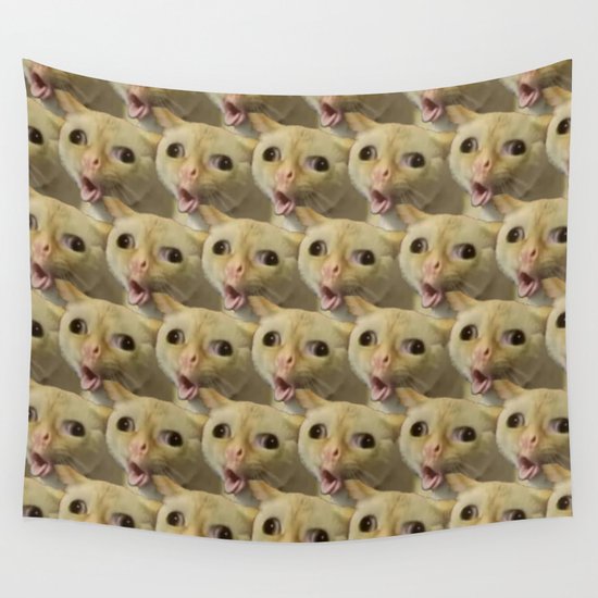Coughing Cat Meme Pattern Wall Tapestry By Racheltintedred Society6