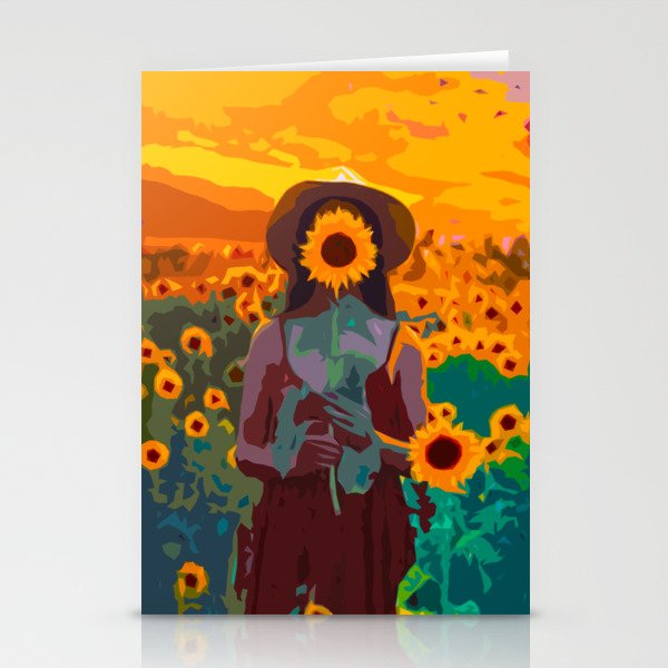 Sunflower Girl Stationery Cards
