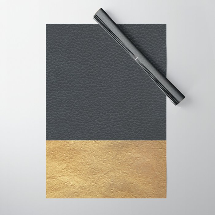 Color Blocked Gold & Leather Wrapping Paper