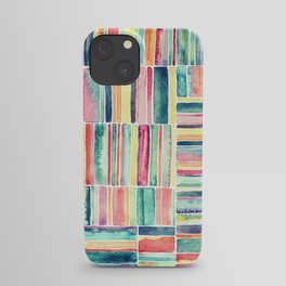 Retro Beach Chair Pastel Watercolor Stripes iPhone Case