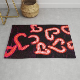Distressed Hearts Red Area & Throw Rug