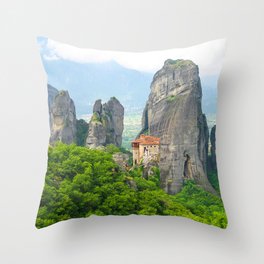 Christian Orthodox monastery of Meteora, Greece Throw Pillow