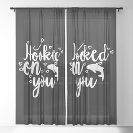 Hooked On You Couples Fishing Hobby Sheer Curtain