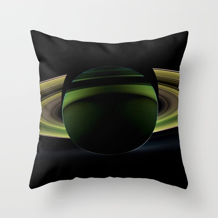 Dark Side of Saturn Space Mission Fly-by Telescopic Photograph Throw Pillow