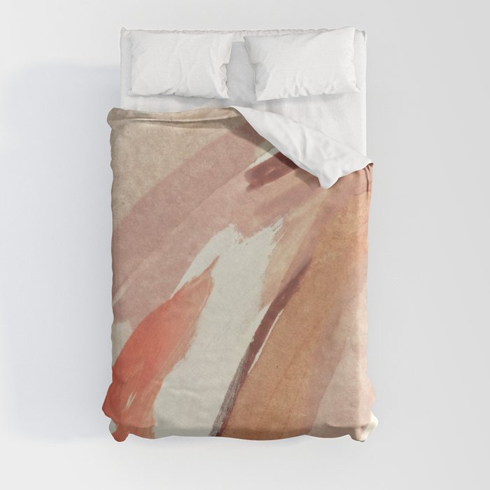 Aly: minimal | pinks | white | black | mixed media | abstract | ink | watercolor | wall art Duvet Cover