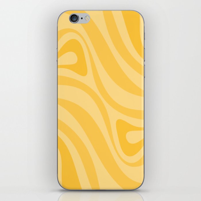 New Groove Retro Swirl Abstract Pattern in Warm Yellow iPhone Skin