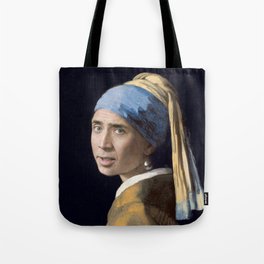 The Nic With the Pearl Earring (Nicholas Cage Face Swap) Tote Bag