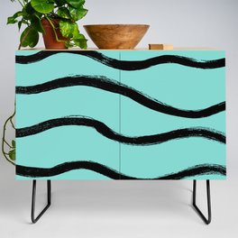Oh Tiffany, my Darling. - Black Turquoise Brush Waves Credenza