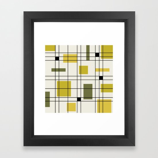 1950 S Abstract Art Chartreuse Framed Art Print By Zennykenny