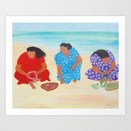 The Lei Makers, Hawaii Art Print