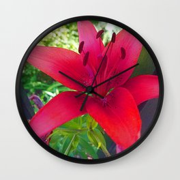 Red Lily Wall Clock
