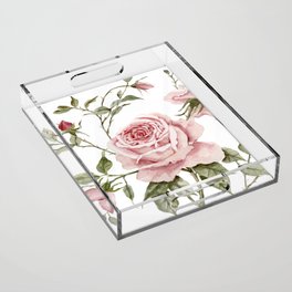Pink Roses – Original Watercolor Acrylic Tray