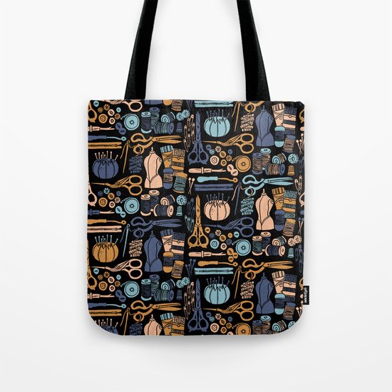 Sewing Notions Block Print Tote Bag