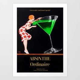 1920's Absinthe Ordinaire aperitif alcoholic beverages advertising poster for kitchen & dining room Art Print