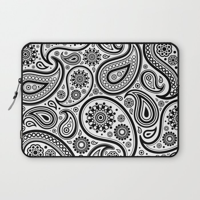 Black and white paisley pattern Laptop Sleeve