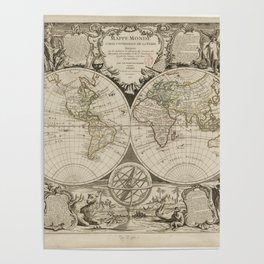 World map vintage 1755 Poster