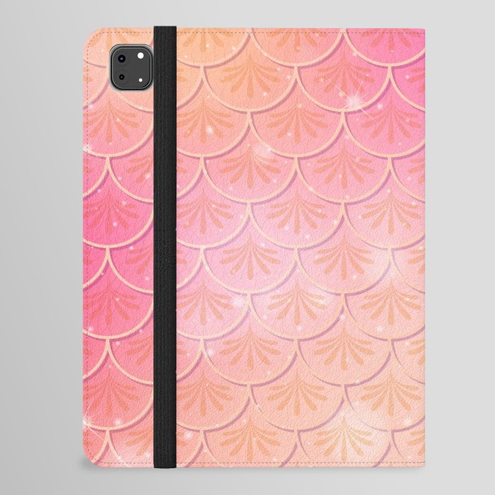 mermaid pink skin, mermaid pattern, pink mermaid textures iPad Folio Case