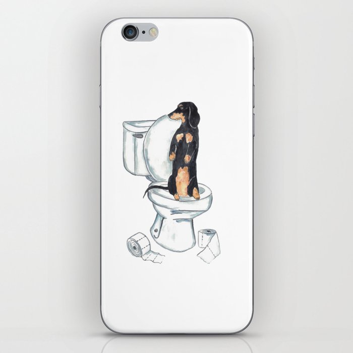 Dachshund dog toilet Painting Wall Poster Watercolor iPhone Skin
