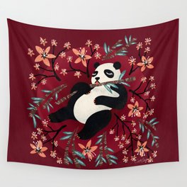 Panda Vibes – Maroon Palette Wall Tapestry