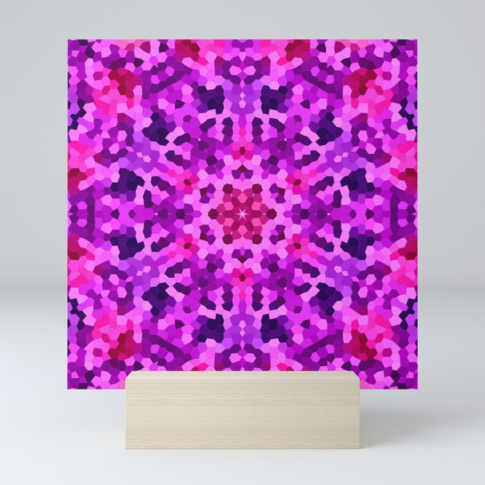 Geometric Mandala in Pink and Purple Mini Art Print