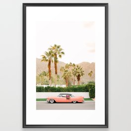 Classic Pink Car in Palm Springs Framed Art Print